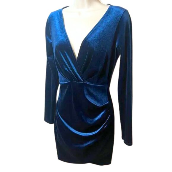 Windsor Blue Velvet Dress (S) - Picture 1 of 9